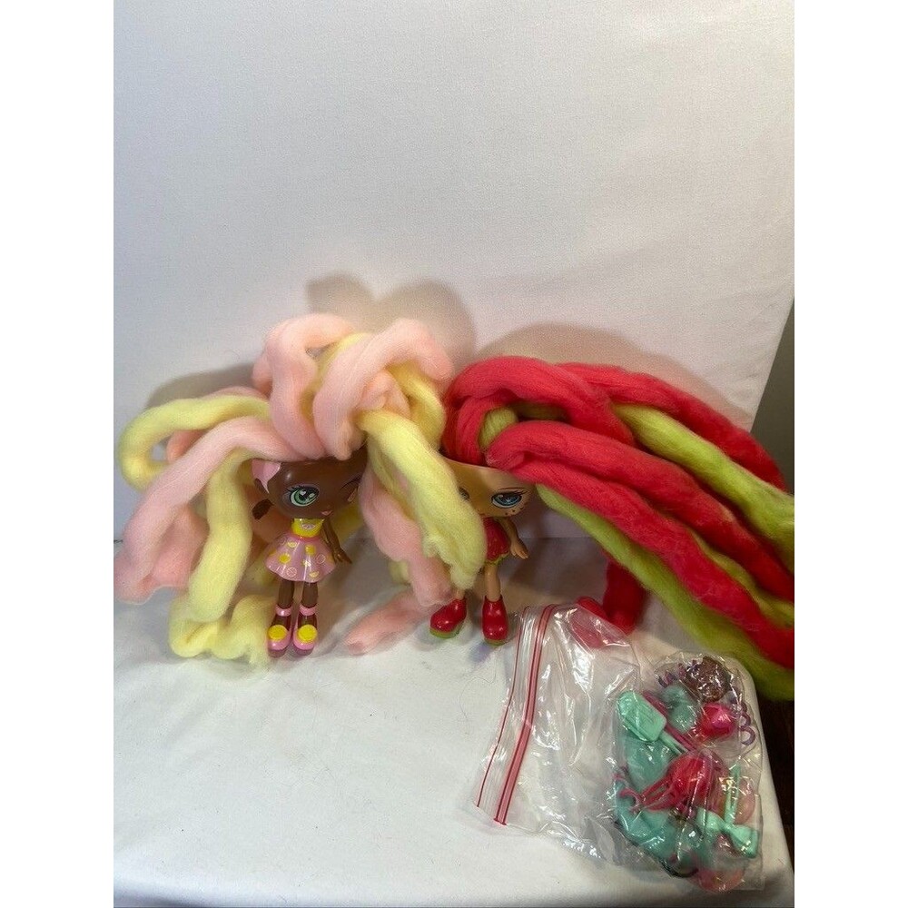 CANDY LOCKS STRAW MARY SUGAR LUCY LEMONADIE DOLL 7" DOLLS LOT 2 WITH ASSECORIES